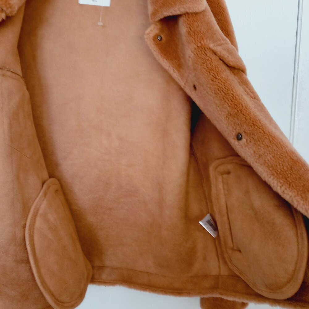 Eifini Tan Sherpa Fleece Cozy Teddy Jacket - Picture 5 of 12